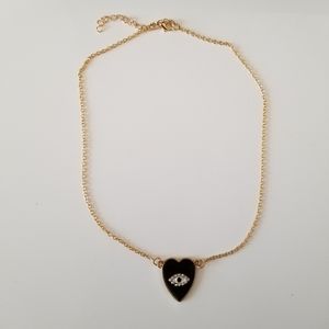 Black Eye Heart Pendant Necklace